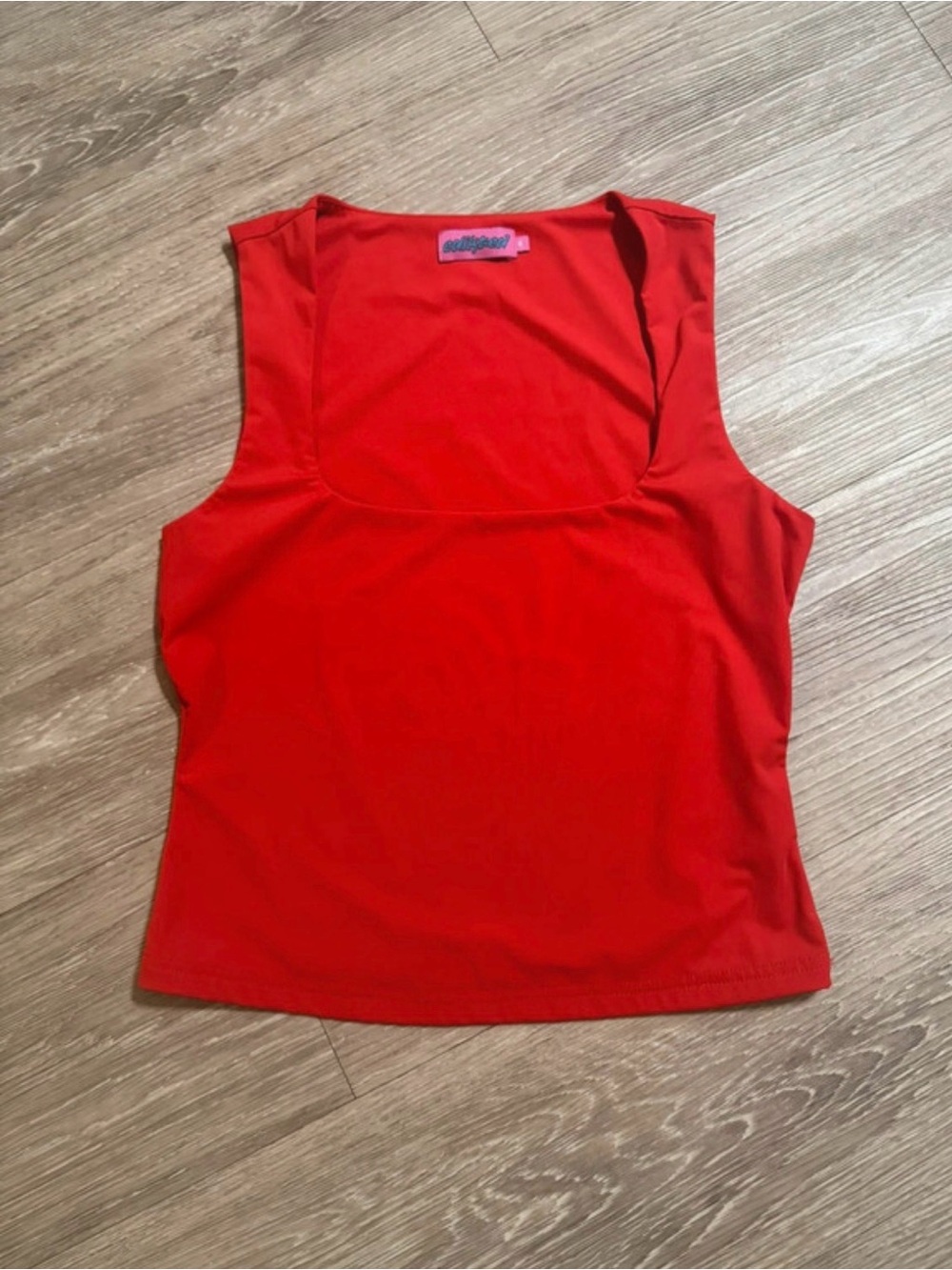 Edikted Red Square Neck Tank Top
